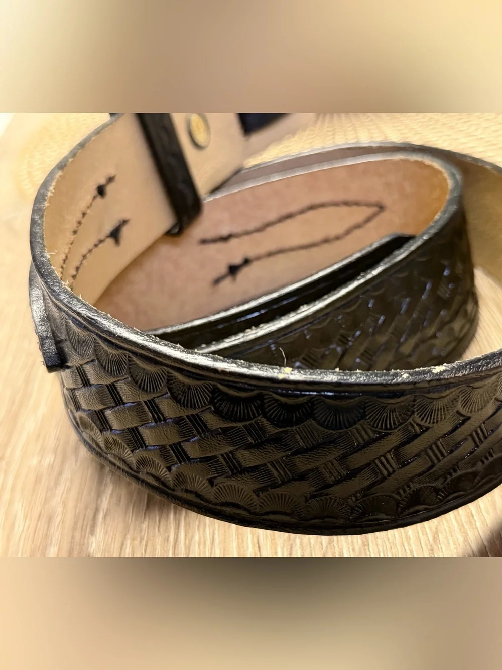 Dutyman 1721 Basketweave Leather Ranger Belt Size 40 Black Duty Police